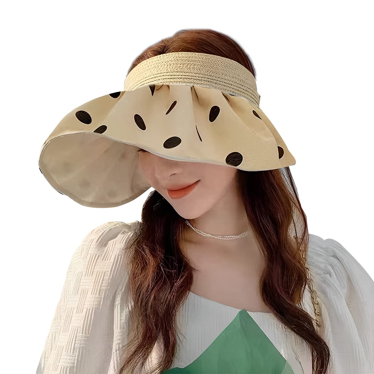 PALAY Sun Hats for Women Stylish Wide Brim Sun Caps for Women Casual Beach Hat Dots Pattern Ponytail Sun Visor Travel Summer Hats - Packable & Foldable Brown PALAY Sun Hats for Women Stylish Wide Brim Sun Caps for Women Casual Beach Hat Dots Pattern Ponytail Sun Visor Travel Summer Hats - Packable & Foldable Brown